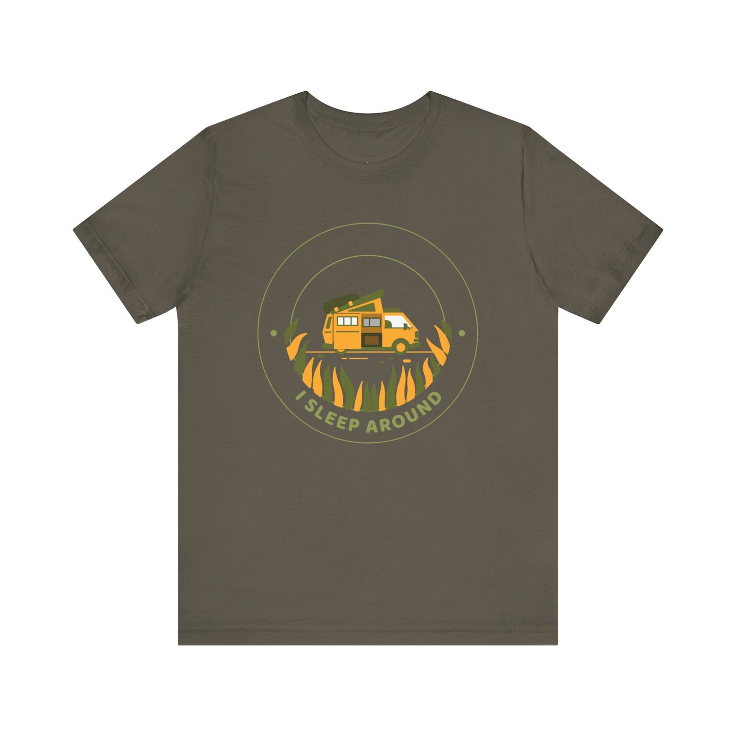 I Sleep Around Van Life Tee - Unisex Short Sleeve T-Shirt for Adventure Lovers