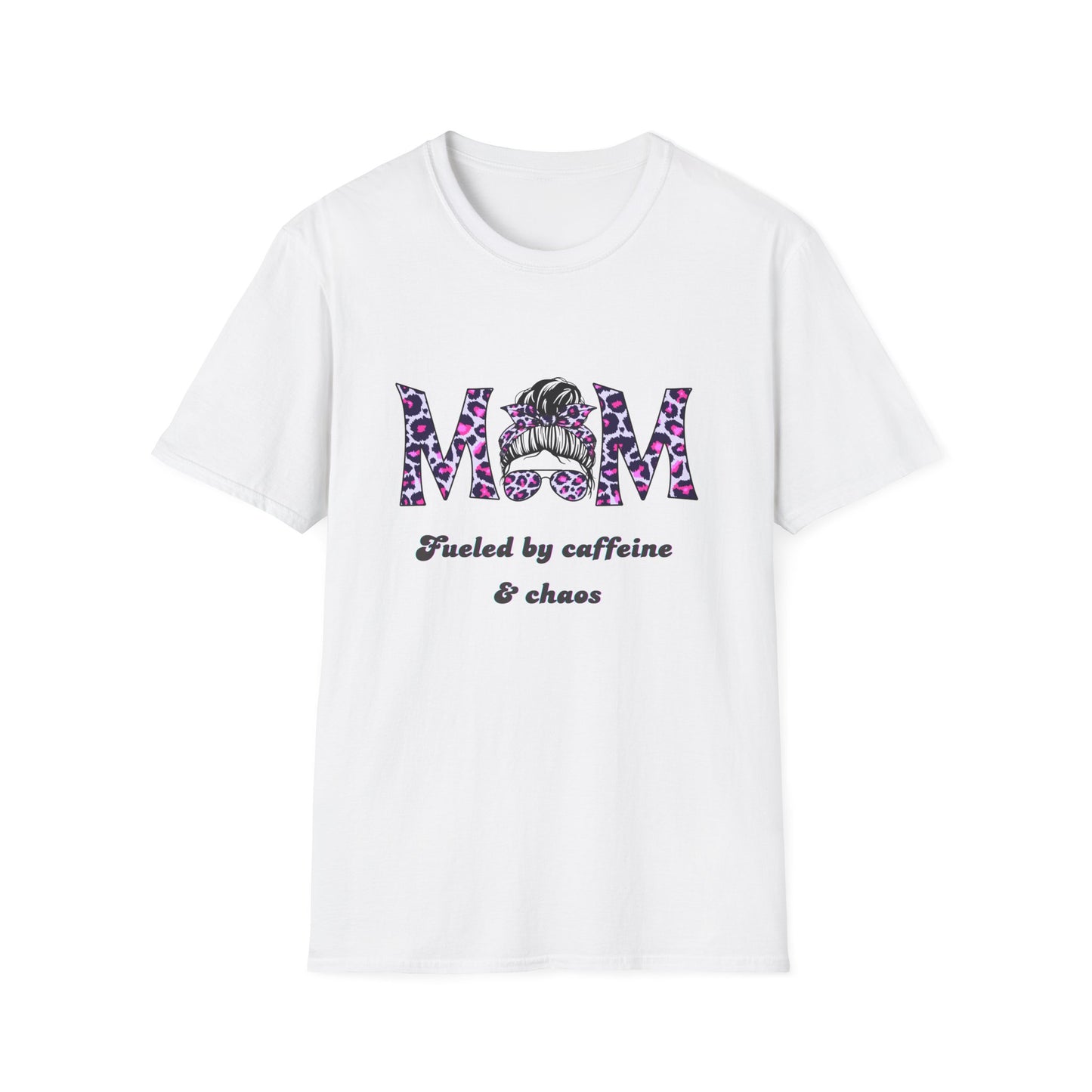 Mom Life T-Shirt - Fueled by Caffeine & Chaos - Unisex Softstyle Tee for Busy Moms