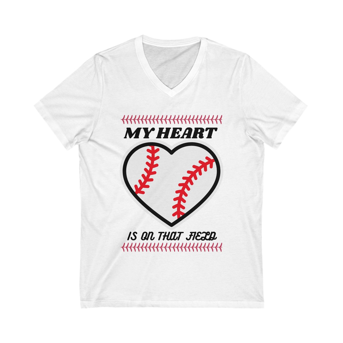 Baseball V-Neck Tee - My Heart is on That Field