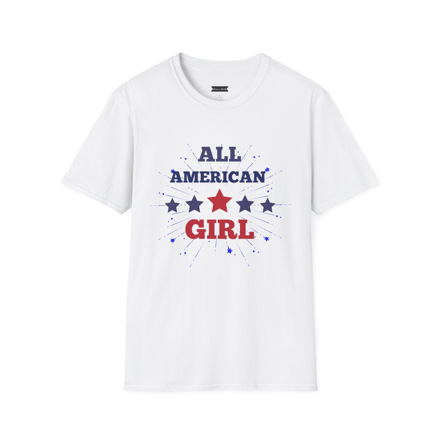 All American Girl T-Shirt, Patriotic Tee, Independence Day Apparel, Gift for Her, USA Pride, Summer Style