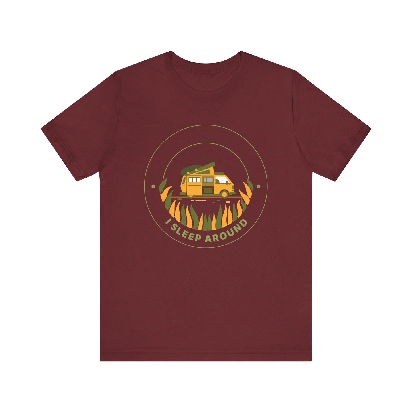 I Sleep Around Van Life Tee - Unisex Short Sleeve T-Shirt for Adventure Lovers