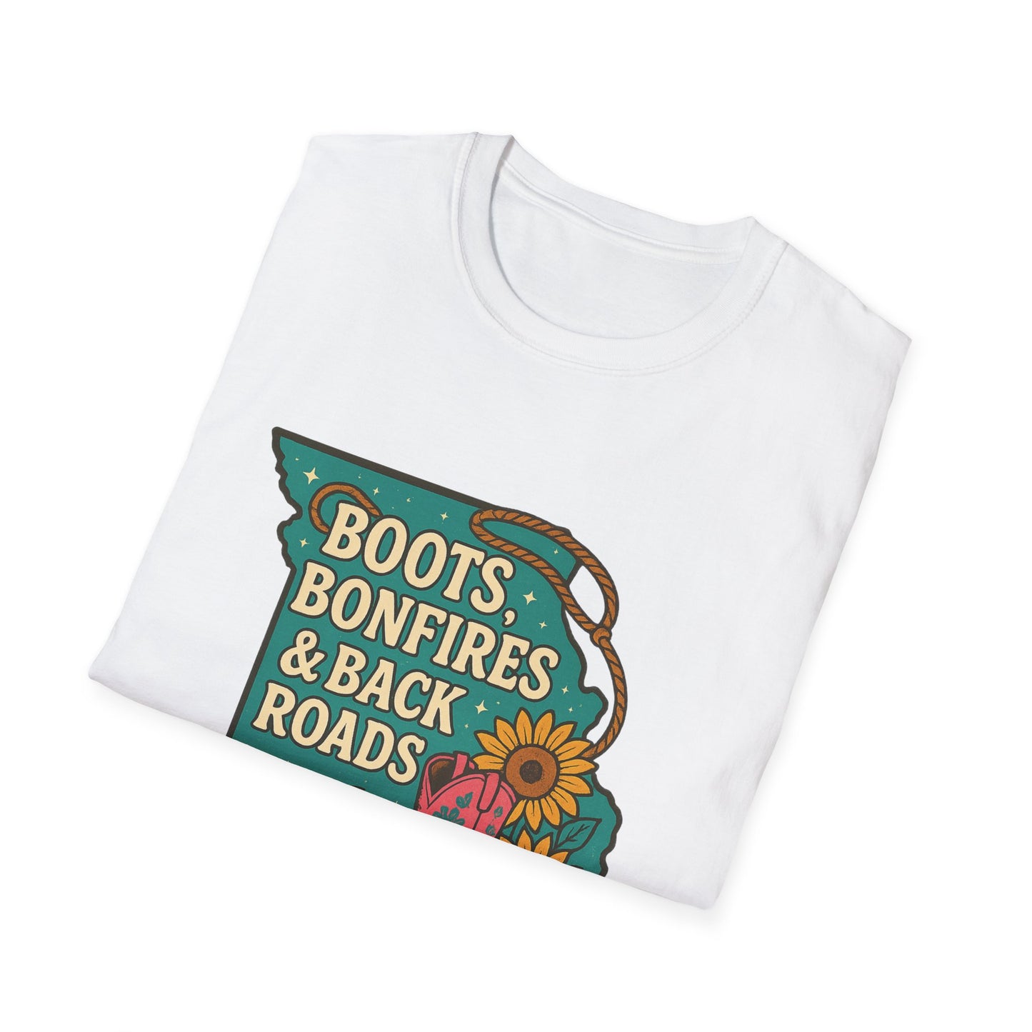 Missouri T-Shirt - Boots, Bonfires & Back Roads | Comfortable Tee, Country Style Shirt, Outdoor Adventure Wear, Gift for Nature Lovers