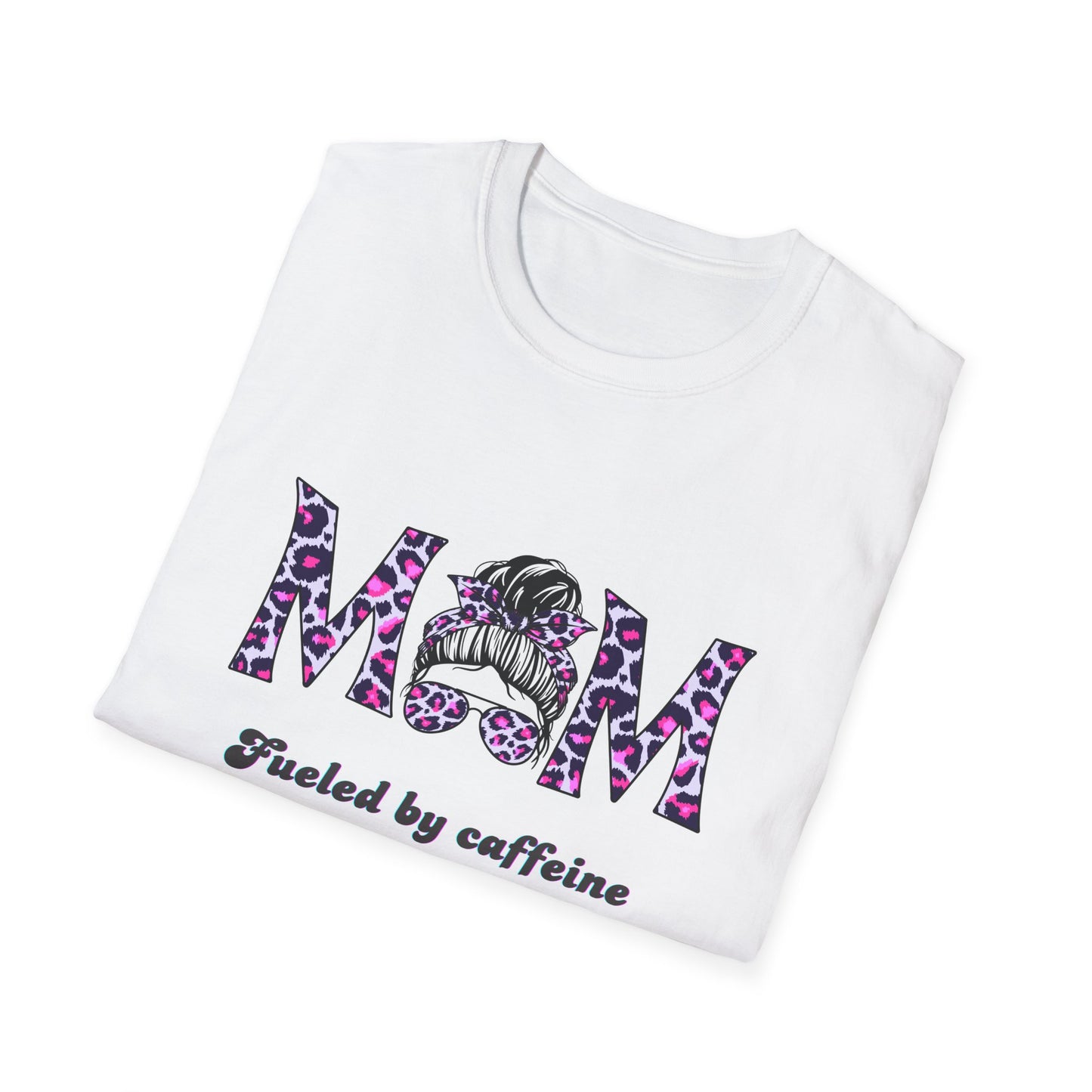Mom Life T-Shirt - Fueled by Caffeine & Chaos - Unisex Softstyle Tee for Busy Moms