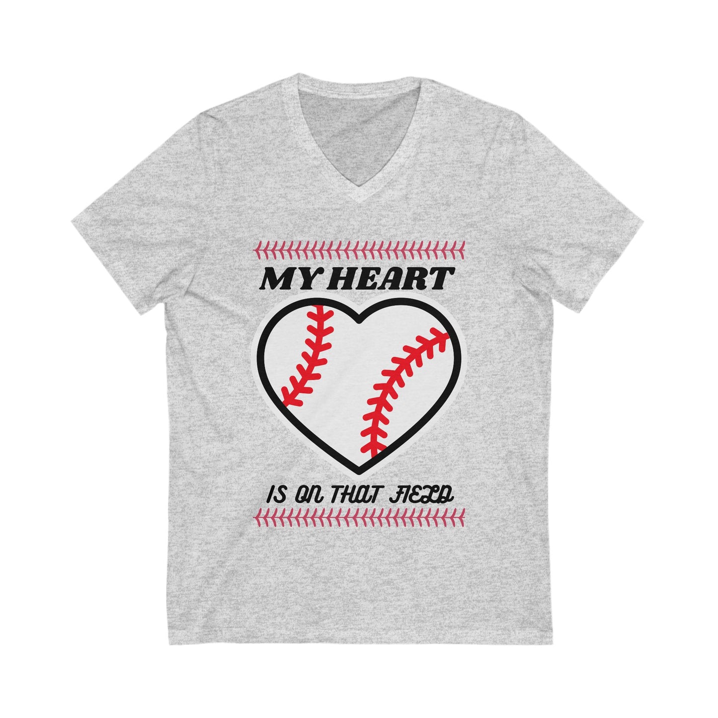 Baseball V-Neck Tee - My Heart is on That Field