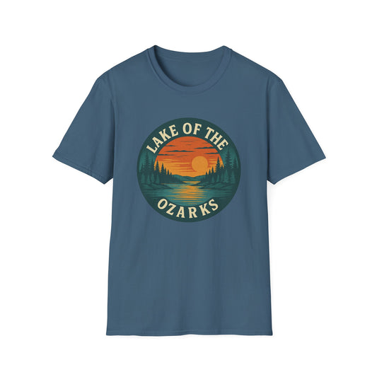 Lake of the Ozarks Sunset T-Shirt, Unisex Nature Tee, Vacation Wear, Lakeside Memories, Gift for Outdoor Lovers