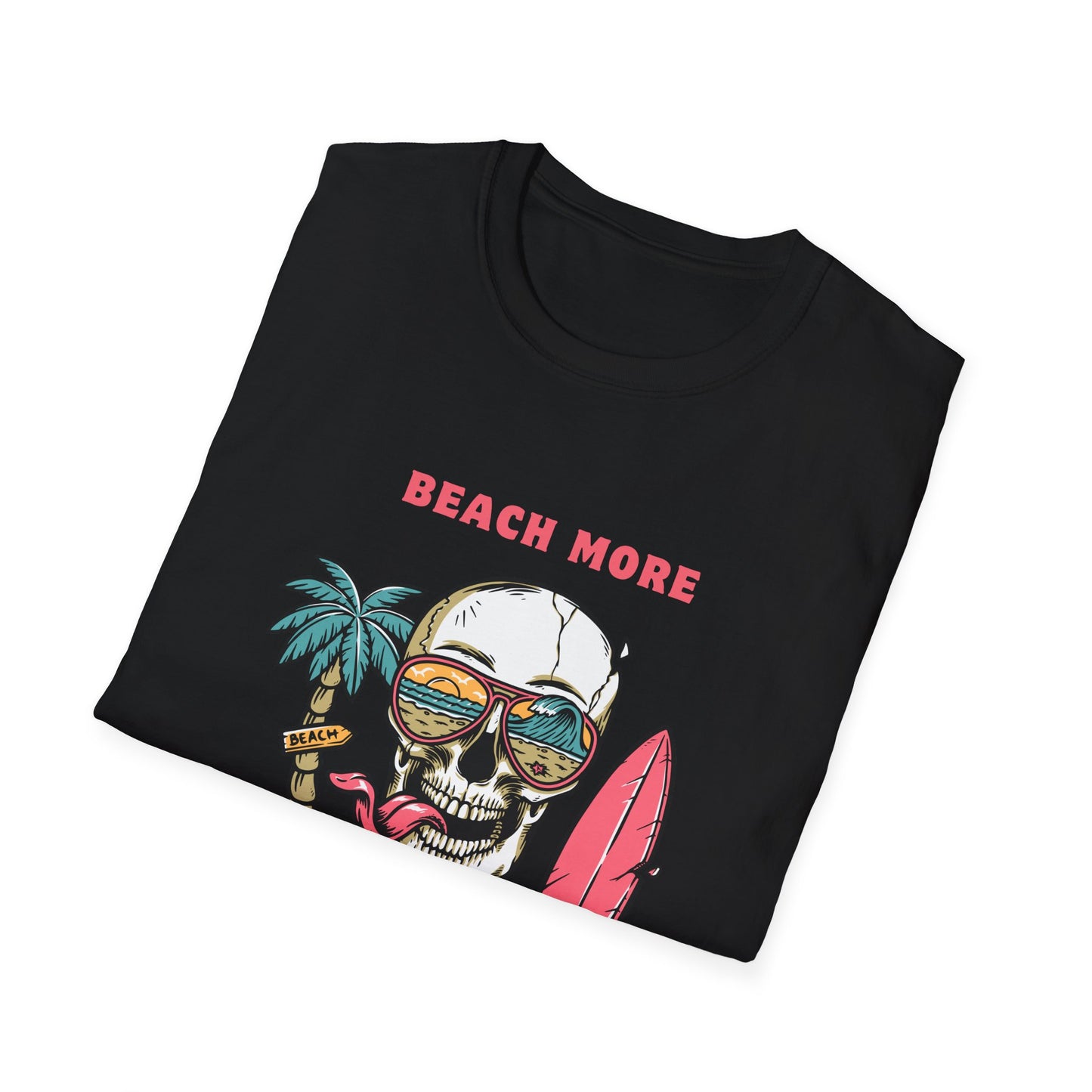 Beach Vibes Graphic T-Shirt - Unisex Beach T-Shirt, Skull Design, Summer Apparel, Gift for Beach Lovers, Casual Wear