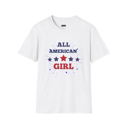 All American Girl T-Shirt, Patriotic Tee, Independence Day Apparel, Gift for Her, USA Pride, Summer Style