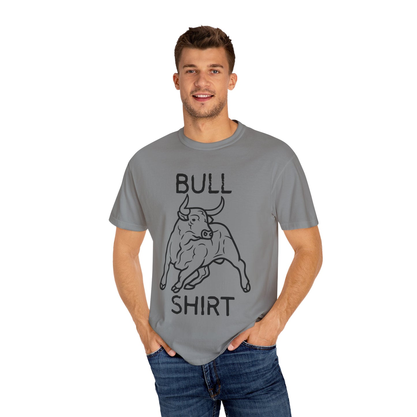 Funny Unisex Bull Shirt - Comfy Garment-Dyed Tee for Casual Wear