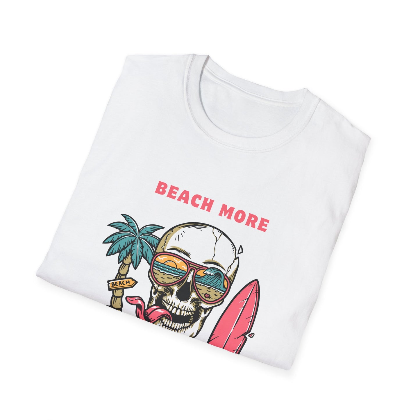 Beach Vibes Graphic T-Shirt - Unisex Beach T-Shirt, Skull Design, Summer Apparel, Gift for Beach Lovers, Casual Wear