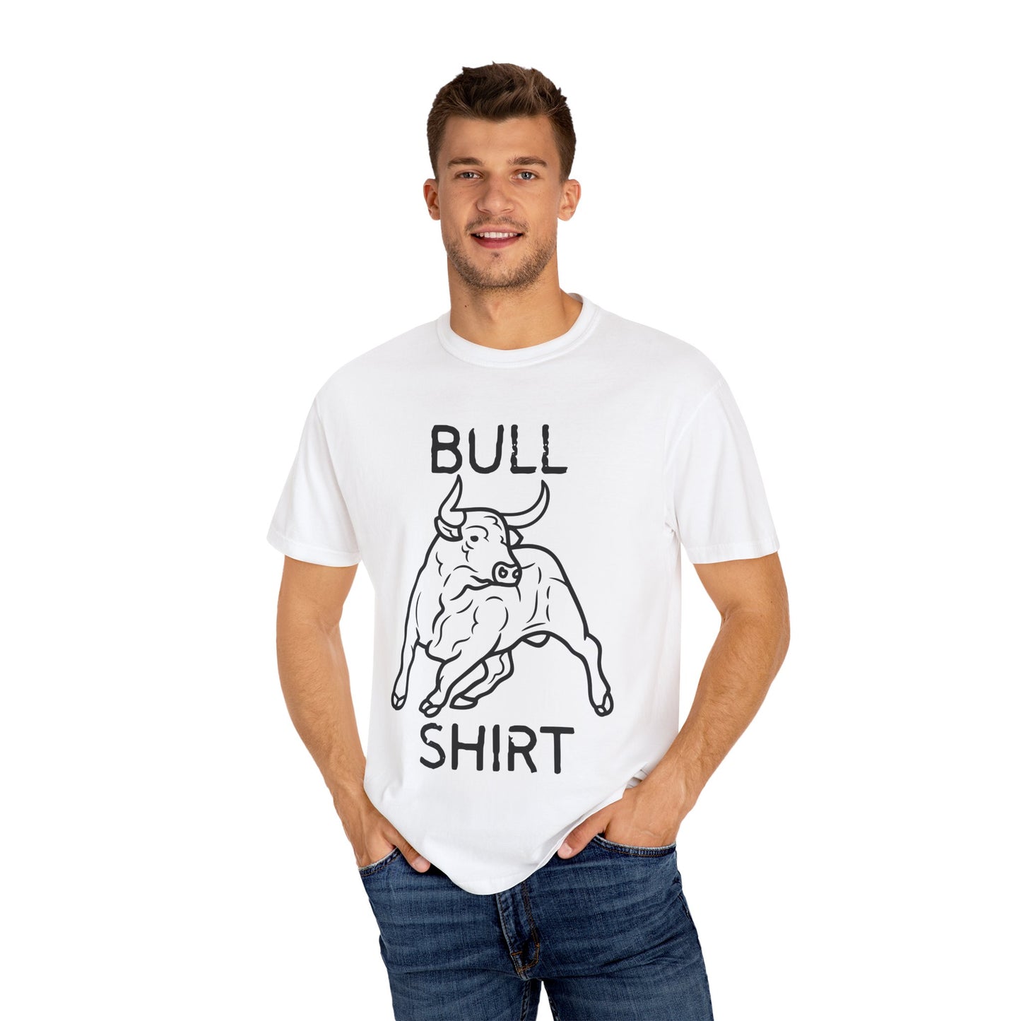 Funny Unisex Bull Shirt - Comfy Garment-Dyed Tee for Casual Wear