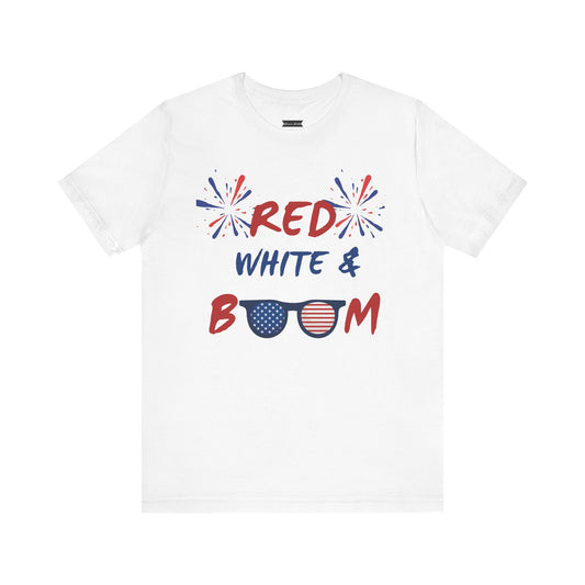4th of July Red White & Boom Tee, Patriotic T-Shirt, Summer Celebration Shirt, USA Independence Day Apparel, BBQ & Fireworks Top
