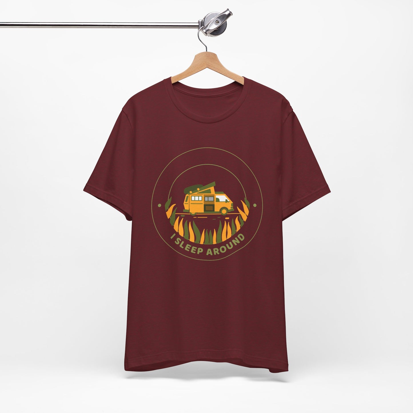 I Sleep Around Van Life Tee - Unisex Short Sleeve T-Shirt for Adventure Lovers