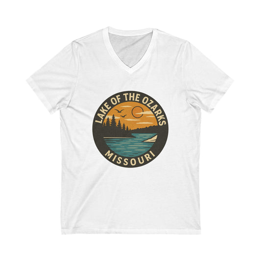 Lake of the Ozarks V-Neck Tee, Comfortable Casual Shirt, Perfect for Summer, Outdoor Adventures, Gift for Nature Lovers, Missouri Apparel