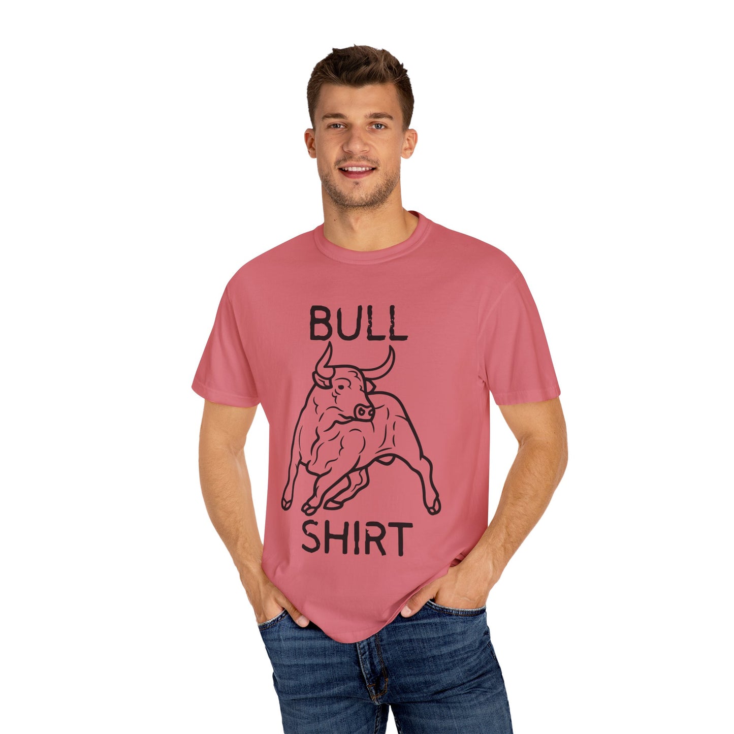 Funny Unisex Bull Shirt - Comfy Garment-Dyed Tee for Casual Wear