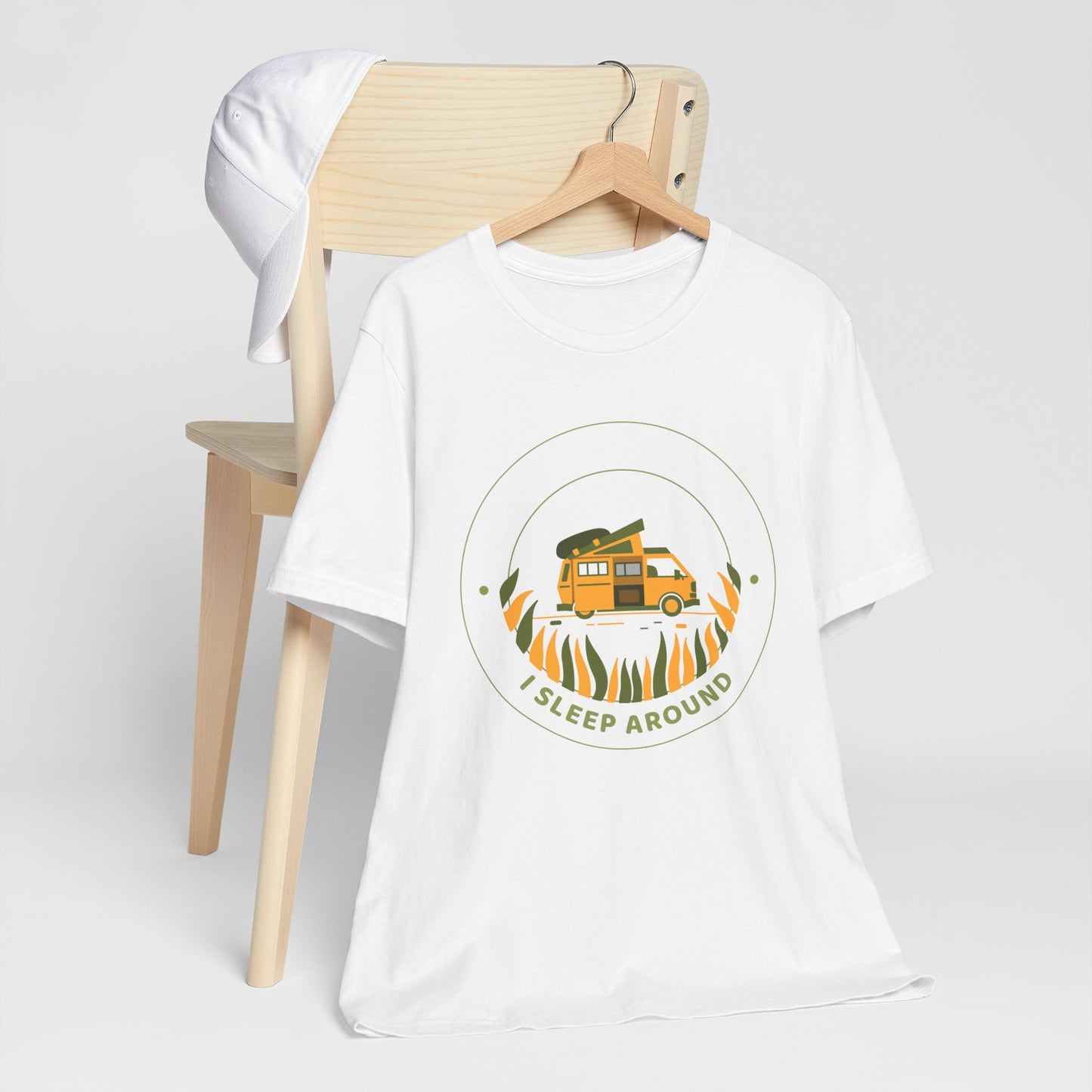 I Sleep Around Van Life Tee - Unisex Short Sleeve T-Shirt for Adventure Lovers