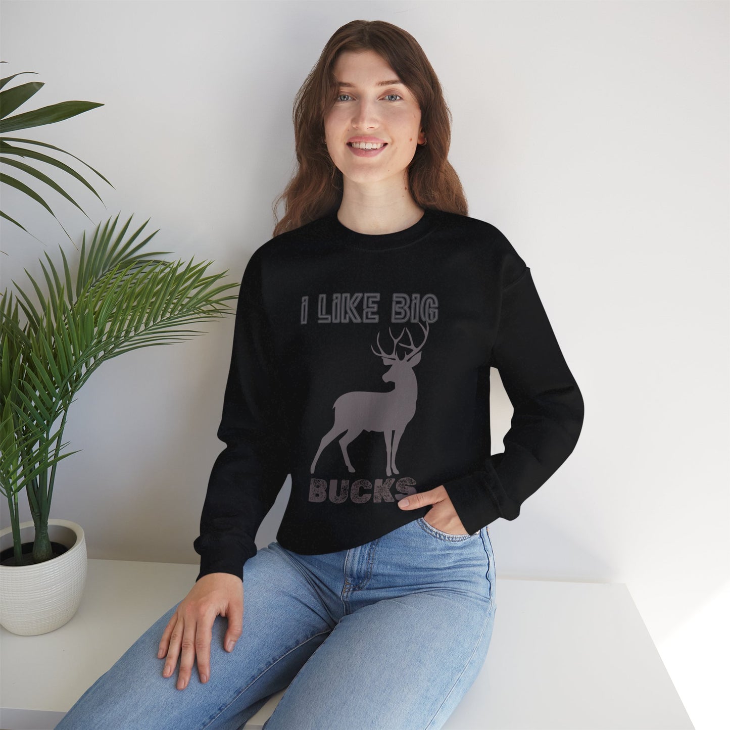 I Like Big Bucks Unisex Heavy Blend Crewneck Sweatshirt