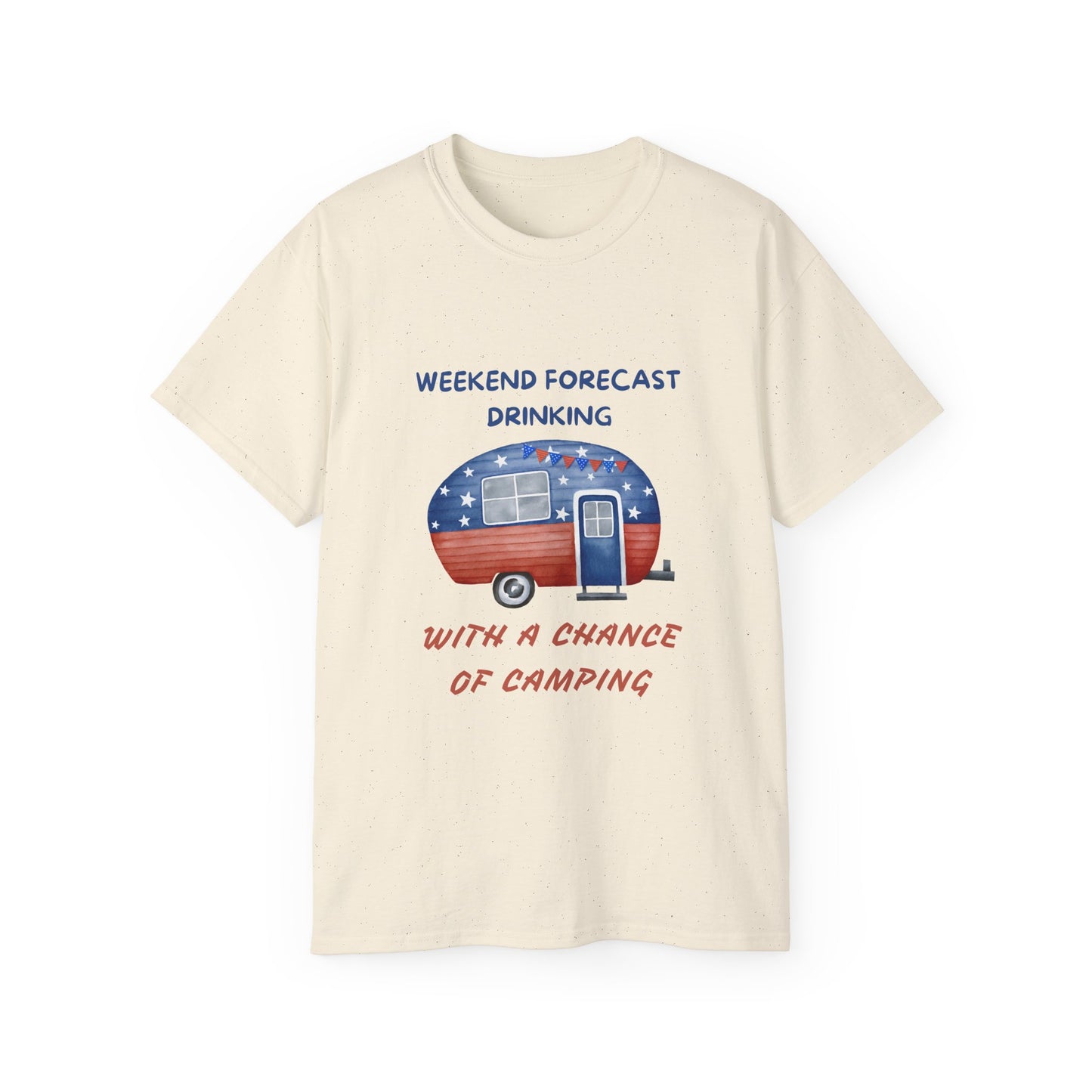 Weekend Forecast Drinking Camping Tee, Funny Camping T-Shirt, Gift for Campers, Outdoor Adventure Shirt, Unisex Cotton Tee