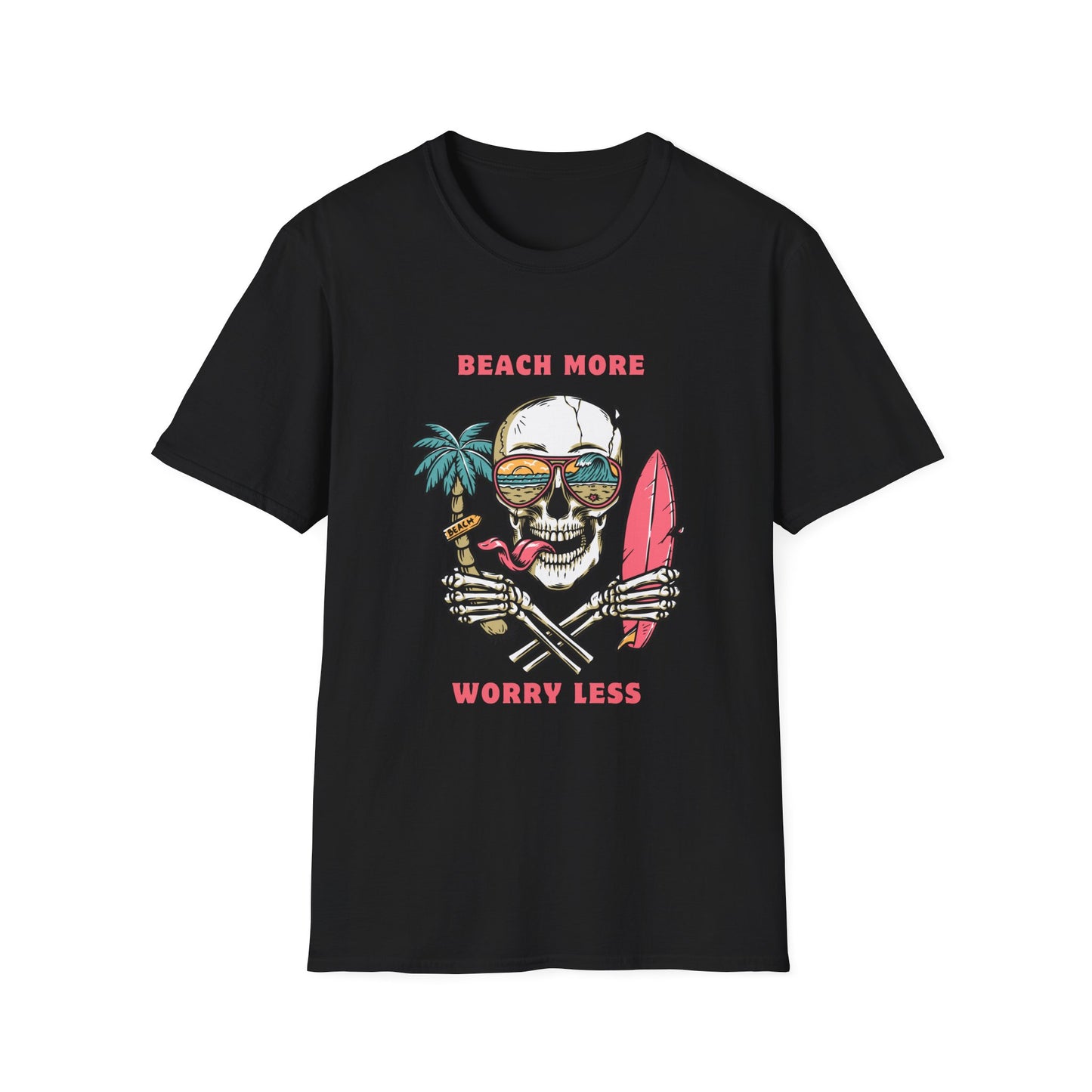 Beach Vibes Graphic T-Shirt - Unisex Beach T-Shirt, Skull Design, Summer Apparel, Gift for Beach Lovers, Casual Wear