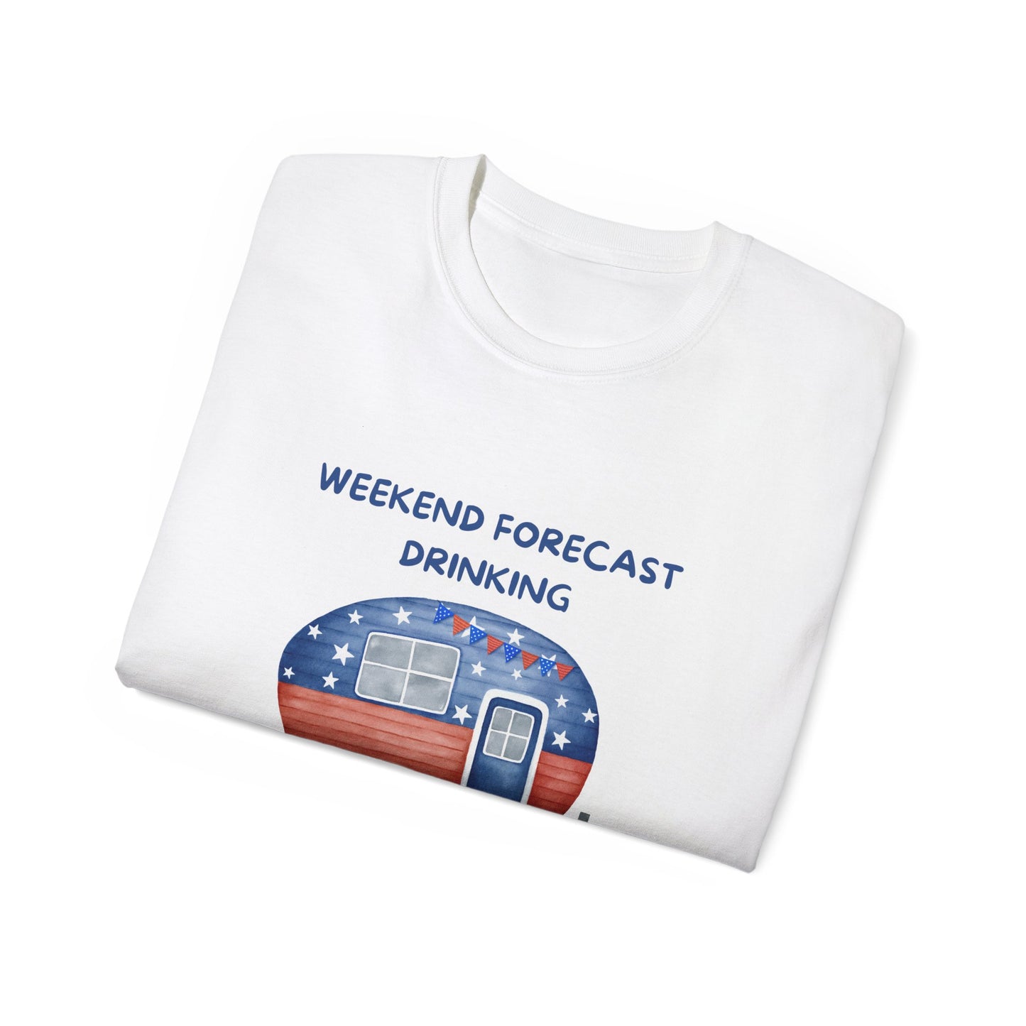 Weekend Forecast Drinking Camping Tee, Funny Camping T-Shirt, Gift for Campers, Outdoor Adventure Shirt, Unisex Cotton Tee