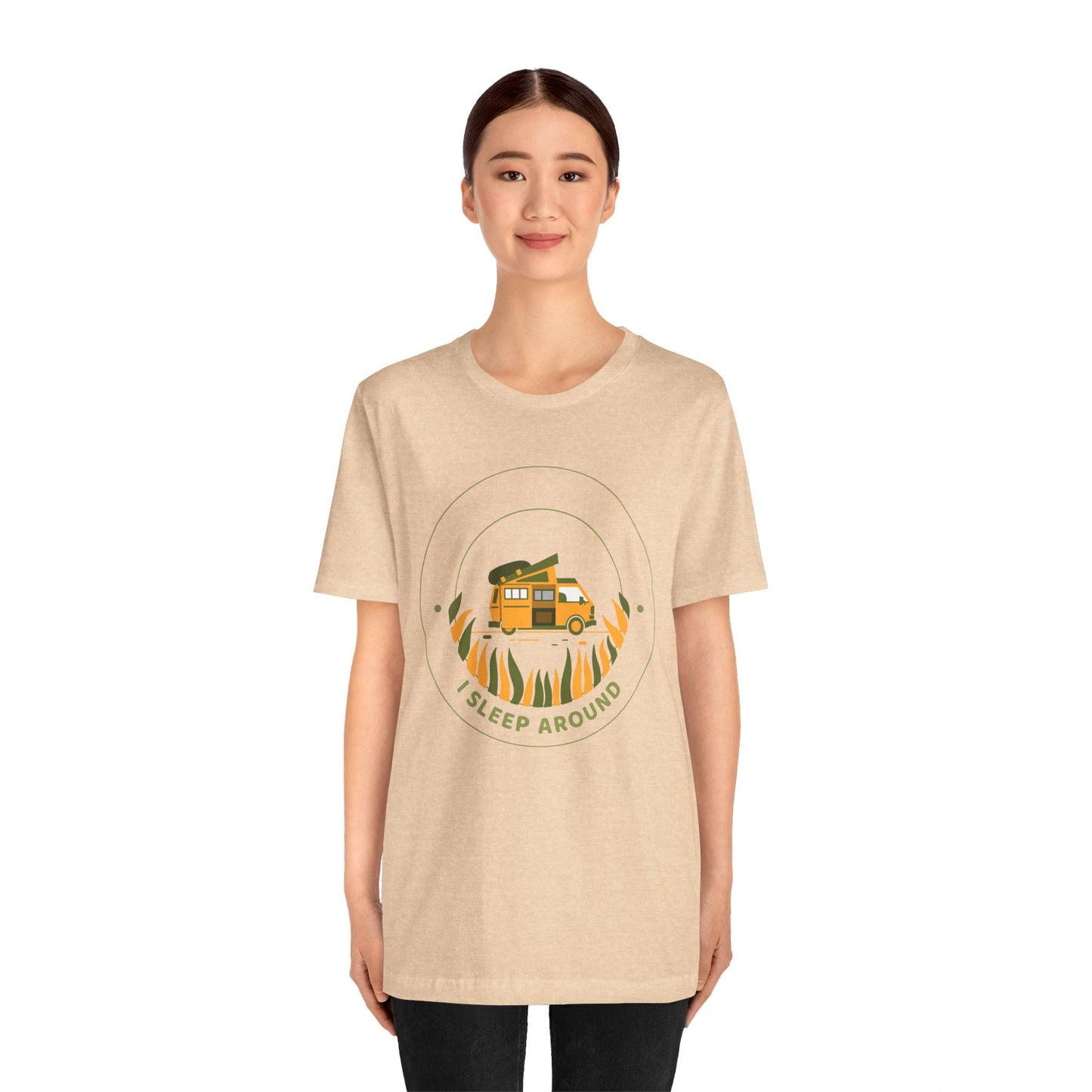 I Sleep Around Van Life Tee - Unisex Short Sleeve T-Shirt for Adventure Lovers